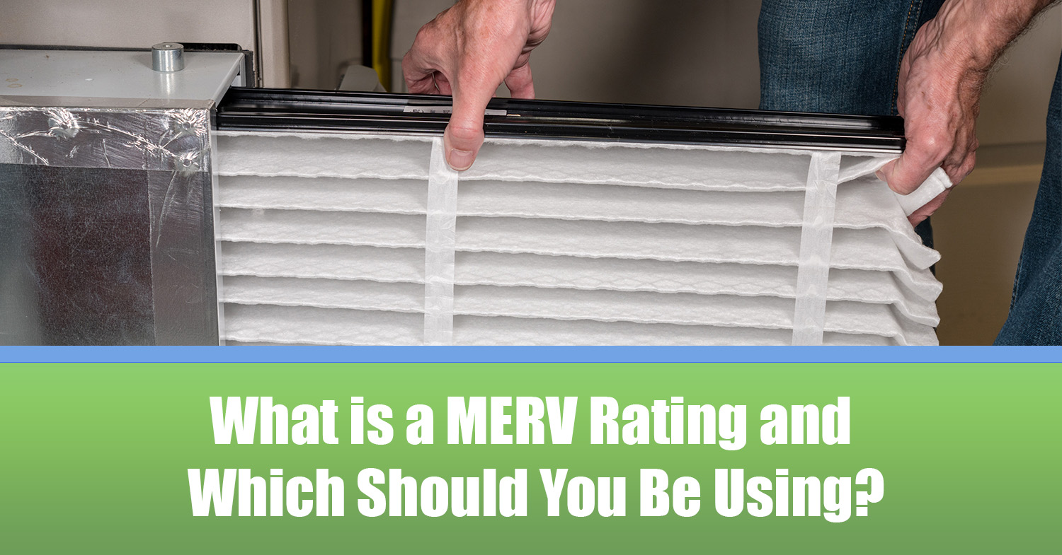 An air filter with a MERV rating 8 being put into an HVAC system.