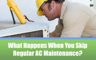 An HVAc technician performing AC maintenance on a unit in Phoenix.